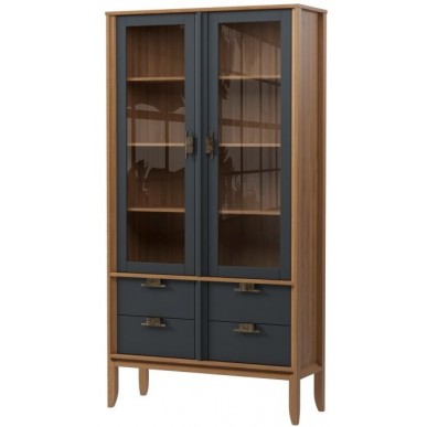 Шкаф для посуды Бридж широкий с 2-мя стеклянными дверями и 4-мя ящиками