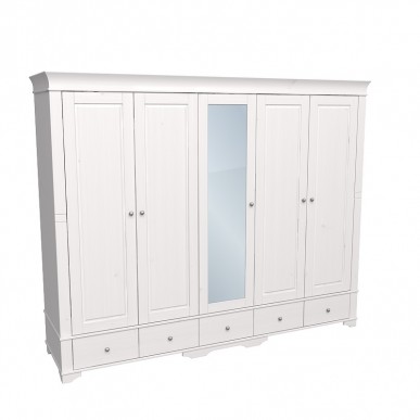 Шкаф 5-ти дверный с 4 глухими дверями 1 зеркальной дверью Бейли